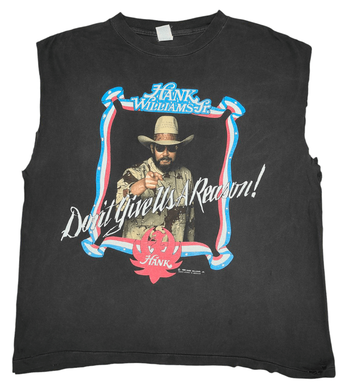 Band Tees ©️1990 Vintage Distressed Hank Williams Jr T Size US L / EU 52-54 / 3 - 1 Thumbnail