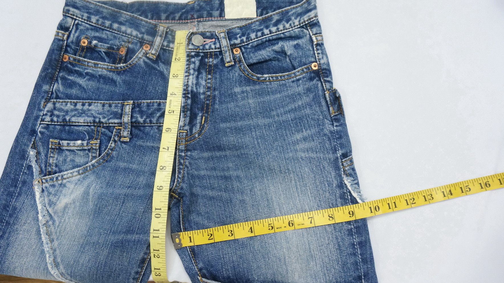 Japanese Brand ANTGAUGE Patchwork Lowrise Blue Jeans Size US 28 / EU 44 - 7 Thumbnail