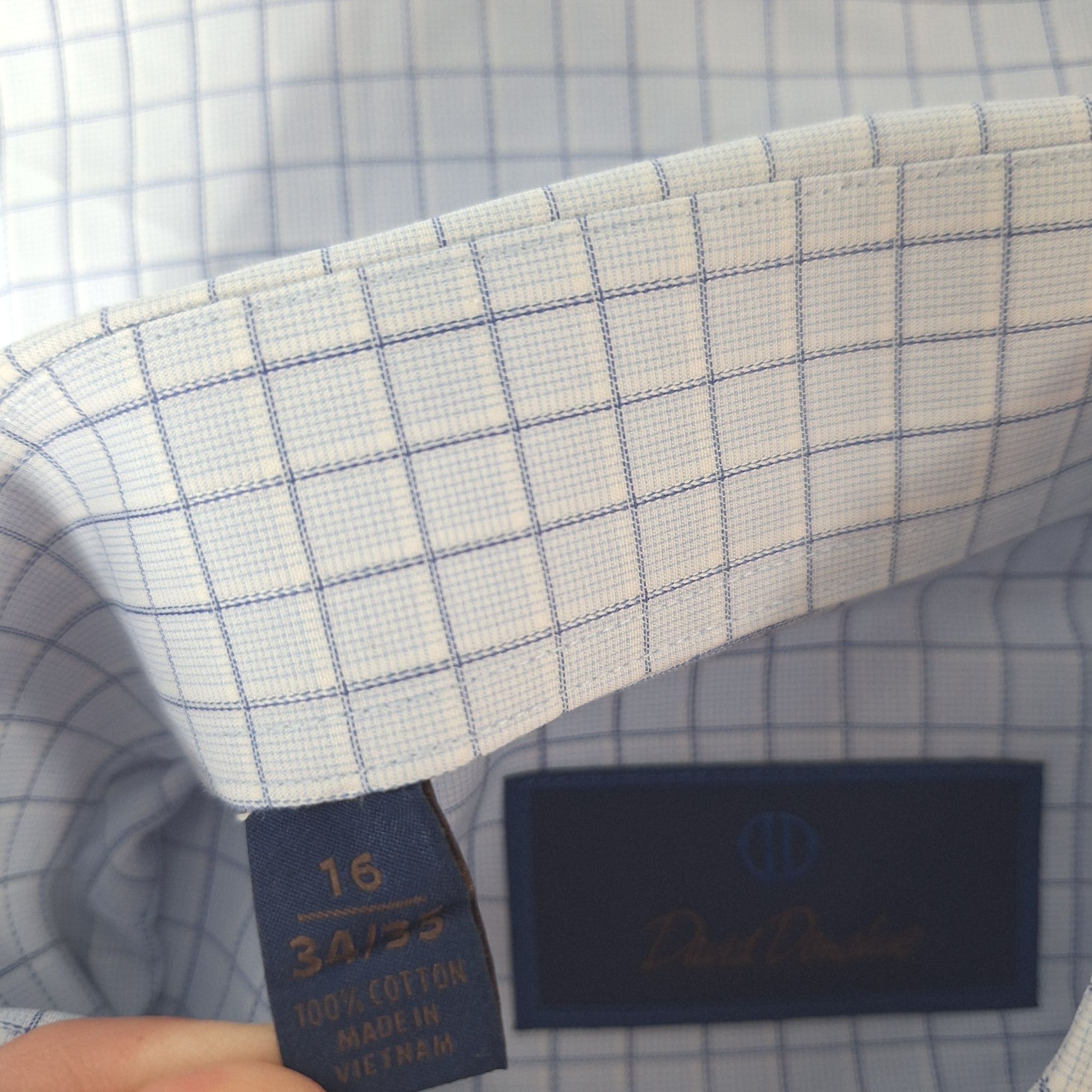 David Donahue David Donahue Dress Shirt Blue White Micro Check Luxury Prep Size US L / EU 52-54 / 3 - 5 Thumbnail