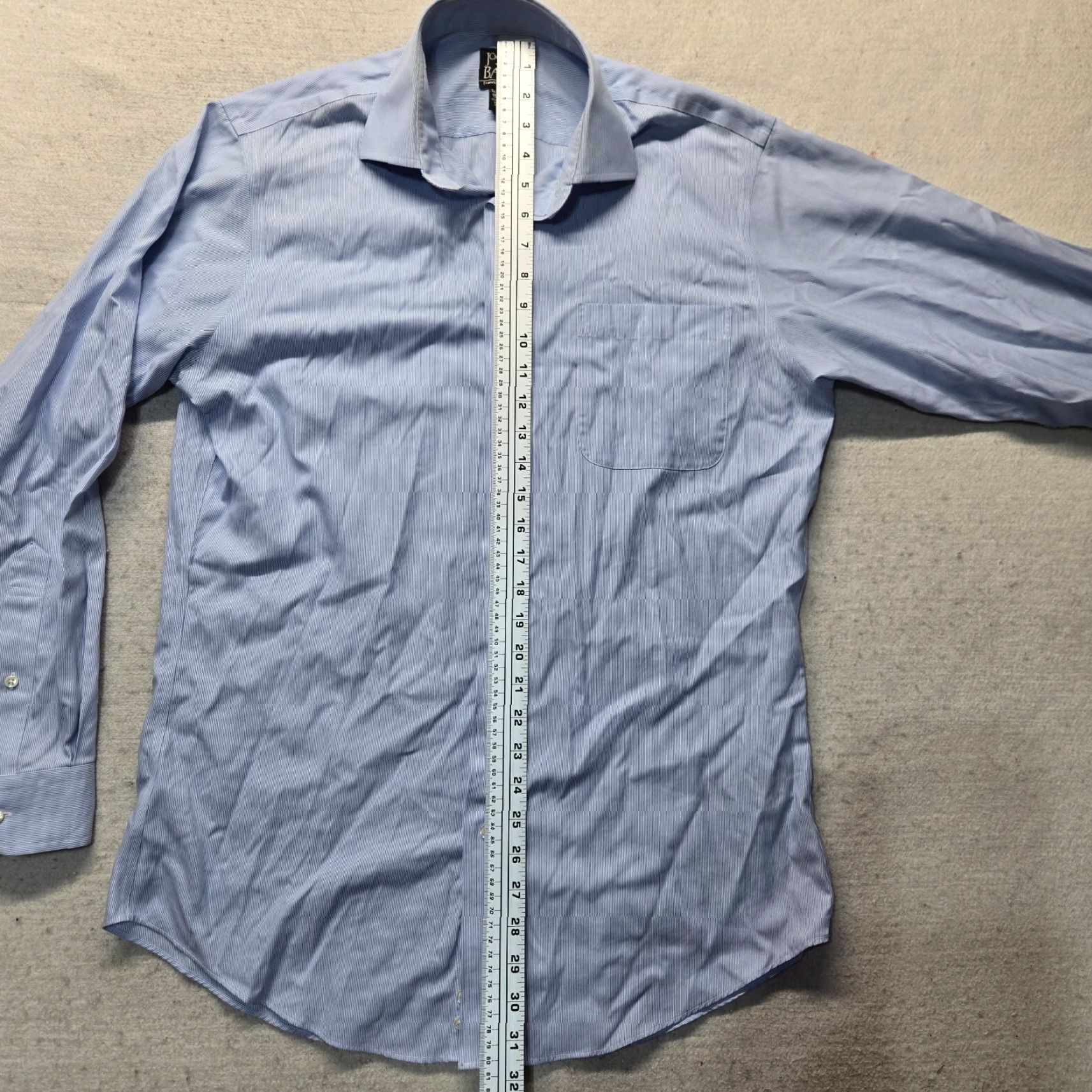 Jos. A. Bank Jos A Bank Shirt Button-Up Striped Long Sleeve 15.5 34 Blue Cotton Men Regular Travel Business Casual Workwear Vintage No Size US M / EU 48-50 / 2 - 6 Thumbnail