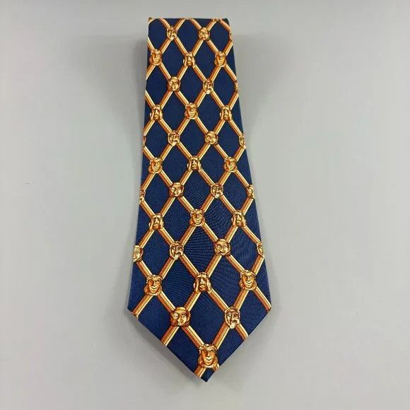 Other Past Times Navy / Gold Bust Faces Men's Tie 4" x 60" Vintage Size ONE SIZE - 1 Thumbnail