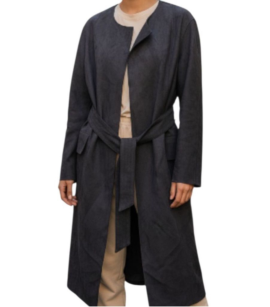 Mango MNG Basics/MANGO Women's Collarless Belted Faux Suede Black Size XS / US 0-2 / IT 36-38 - 1 Thumbnail