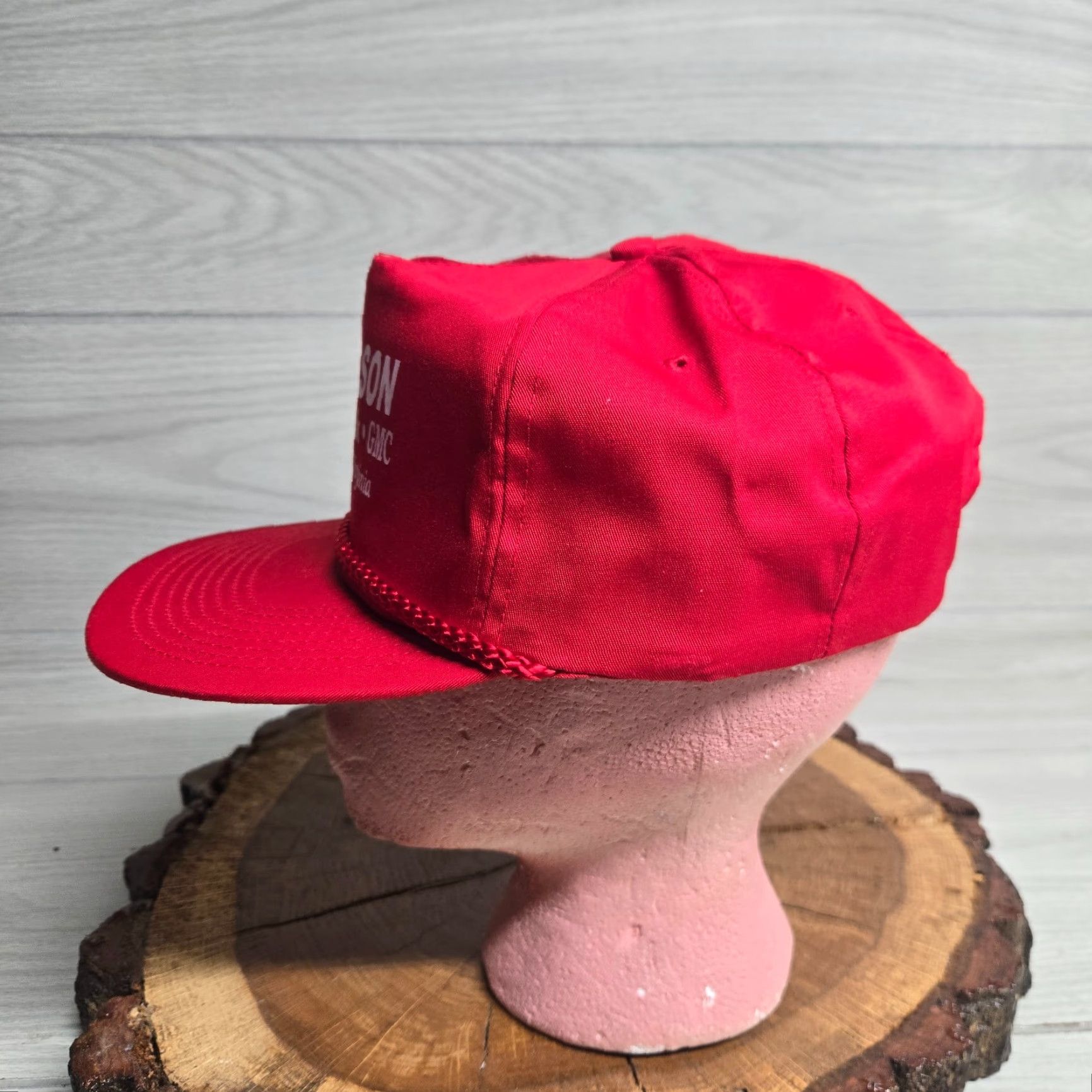 Vintage VINTAGE Hat Unbranded Snapback Adults One Size Red 90s Martinsville Virginia VA Nelson Pontiac Buick GMC Dealership Schema Casual Baseball Cap Size ONE SIZE - 4 Thumbnail