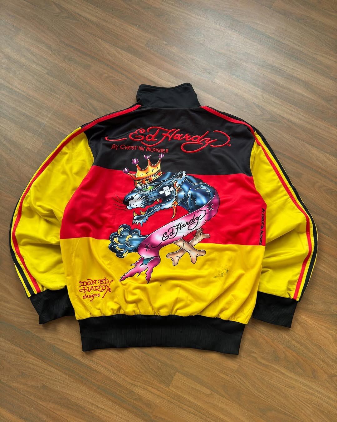 Christian Audigier × Ed Hardy 90's Ed Hardy Black Panther Embroidery Varsity Jacket Size US M / EU 48-50 / 2 - 1 Thumbnail