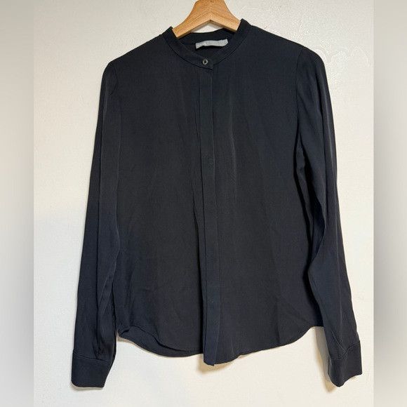 Vince Vince Black Long Sleeve Band Collar Button-Up Blouse Size S Size S / US 4 / IT 40 - 2 Thumbnail