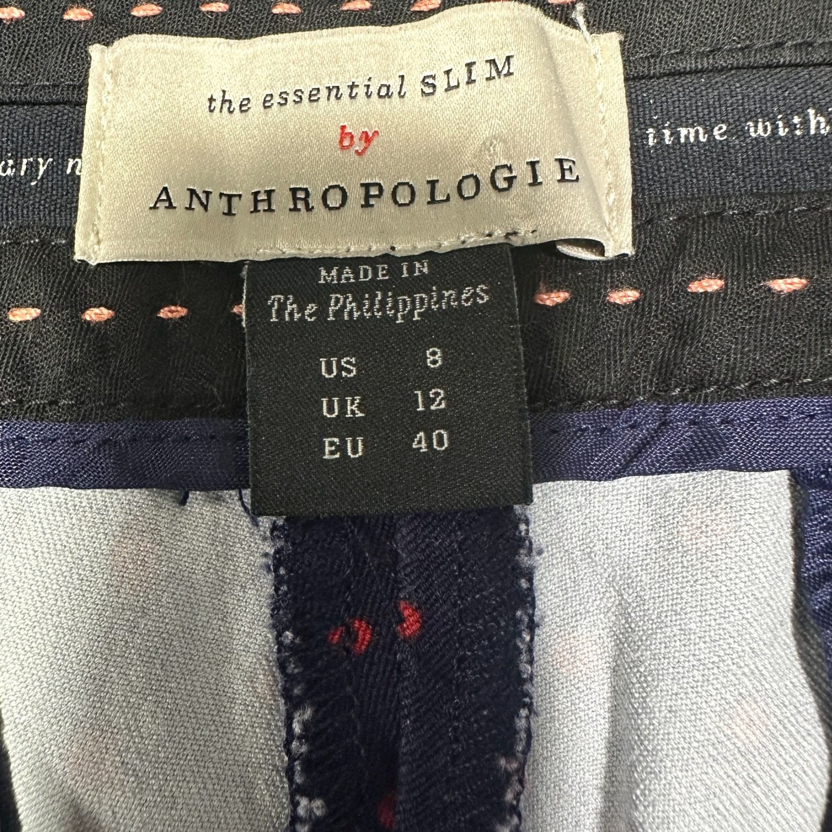 Anthropologie Anthropologie Pants Womens 8 The Essential Slim Blue Printed Chino Ankle Pockets Shirt Clothing? Size 30" / US 8 / IT 44 - 5 Thumbnail