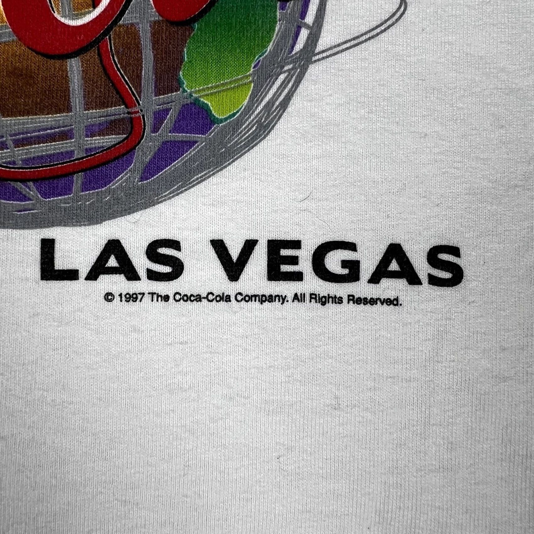 Vintage VINTAGE Coca-Cola World Of Coca Cola Las Vegas White T-Shirt Mens Large 90s Graphic Print Logo USA Decal Shirt Size US L / EU 52-54 / 3 - 5 Thumbnail
