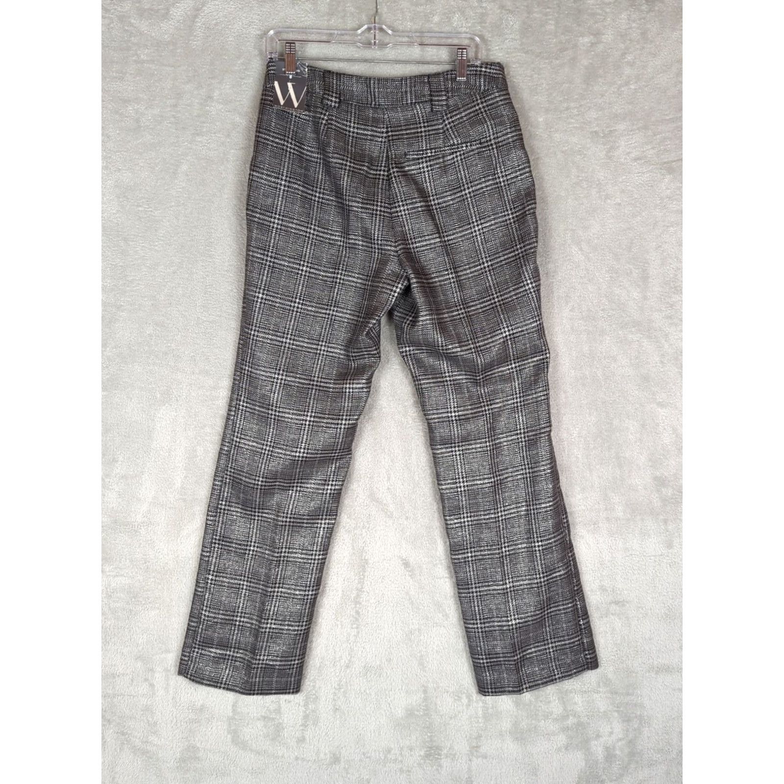 Worthington Worthington Womens 8 Black Metallic Plaid Pants Dress Pants Pockets Zipper Flat Front Regular Fit Christmas Holiday Winter Fall NWT Size 30" / US 8 / IT 44 - 3 Thumbnail
