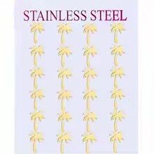 Jewelry Gold Palm Tree Stud Earrings – Stainless Steel Size ONE SIZE - 4 Thumbnail