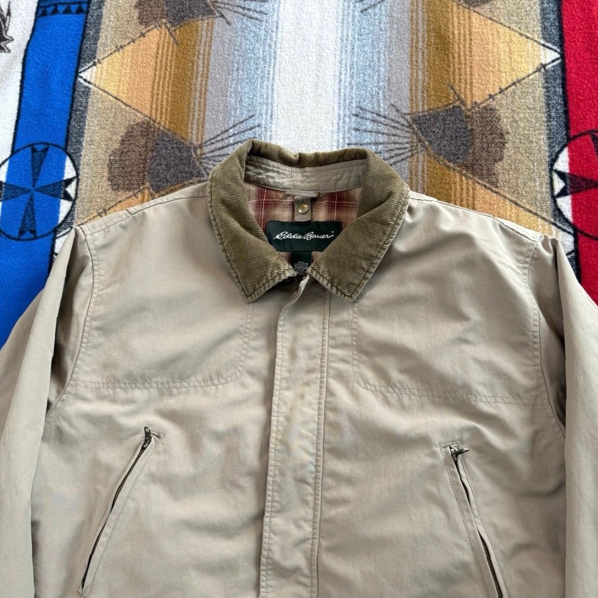 Eddie Bauer VINTAGE Eddie Bauer Barn Coat Mens XL Corduroy Collar Plaid Lined Brown Cotton Zip Snap 90s Winter Fall Spring Workwear Casual Coat Size US XL / EU 56 / 4 - 5 Thumbnail