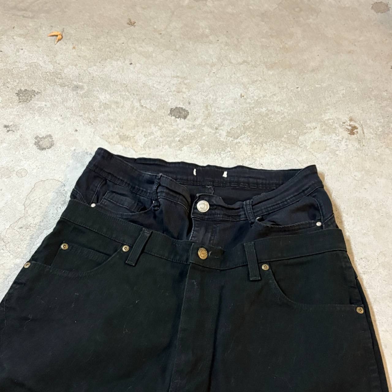 Japanese Brand Custom Black Baggy Distressed Jeans Painted Wide Leg Size US 31 - 3 Thumbnail