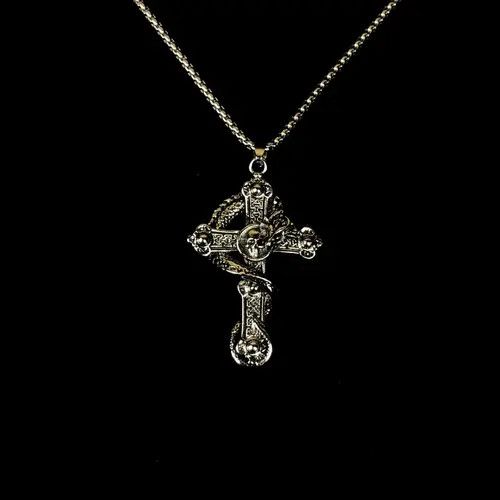 Jewelry Dragon Skull Cross Necklace Punk Chain Size ONE SIZE - 2 Thumbnail
