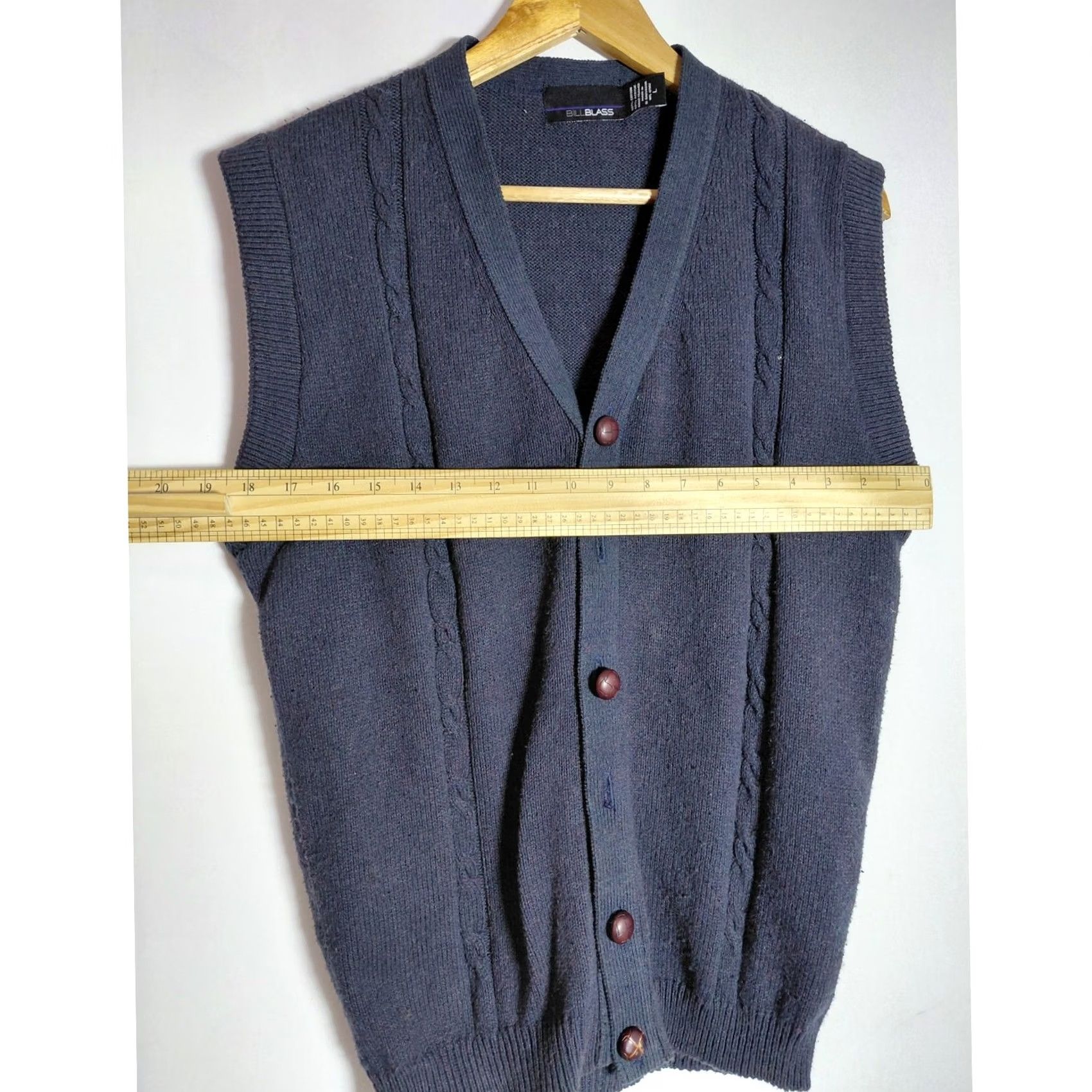 Bill Blass BILLBLASS Blue Knit Vest Solid Sleeveless Men Size L Size US L / EU 52-54 / 3 - 6 Thumbnail