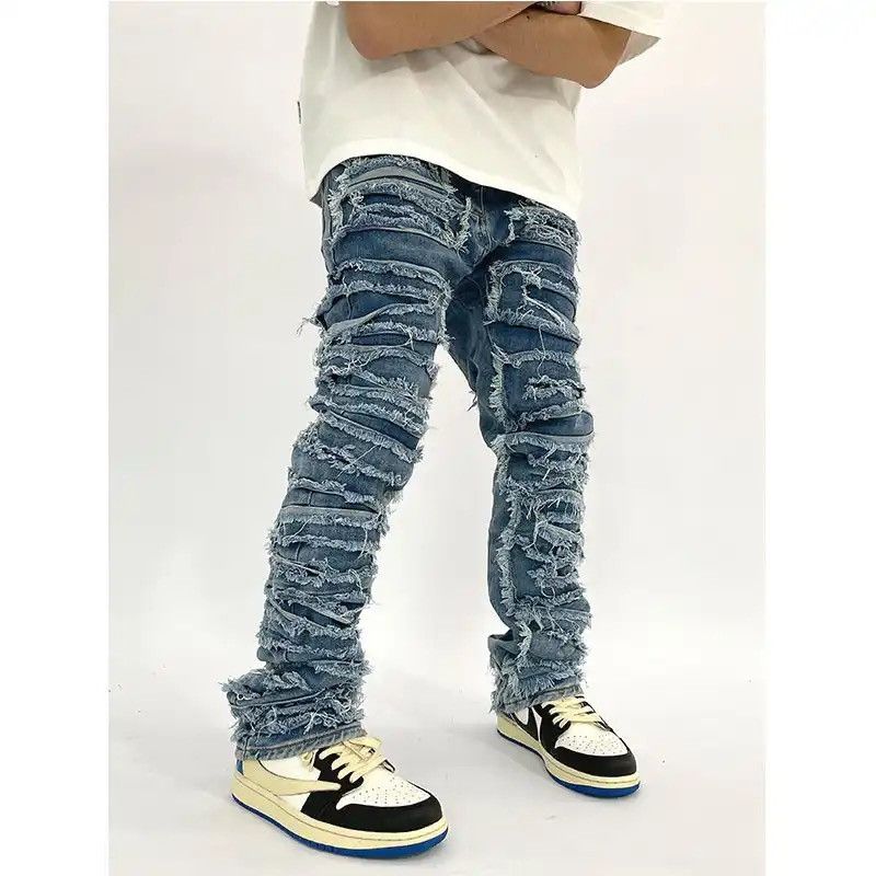 Japanese Brand Streetwear Ripped Hole Baggy Harajuku Men Denim Size US 33 - 1 Thumbnail