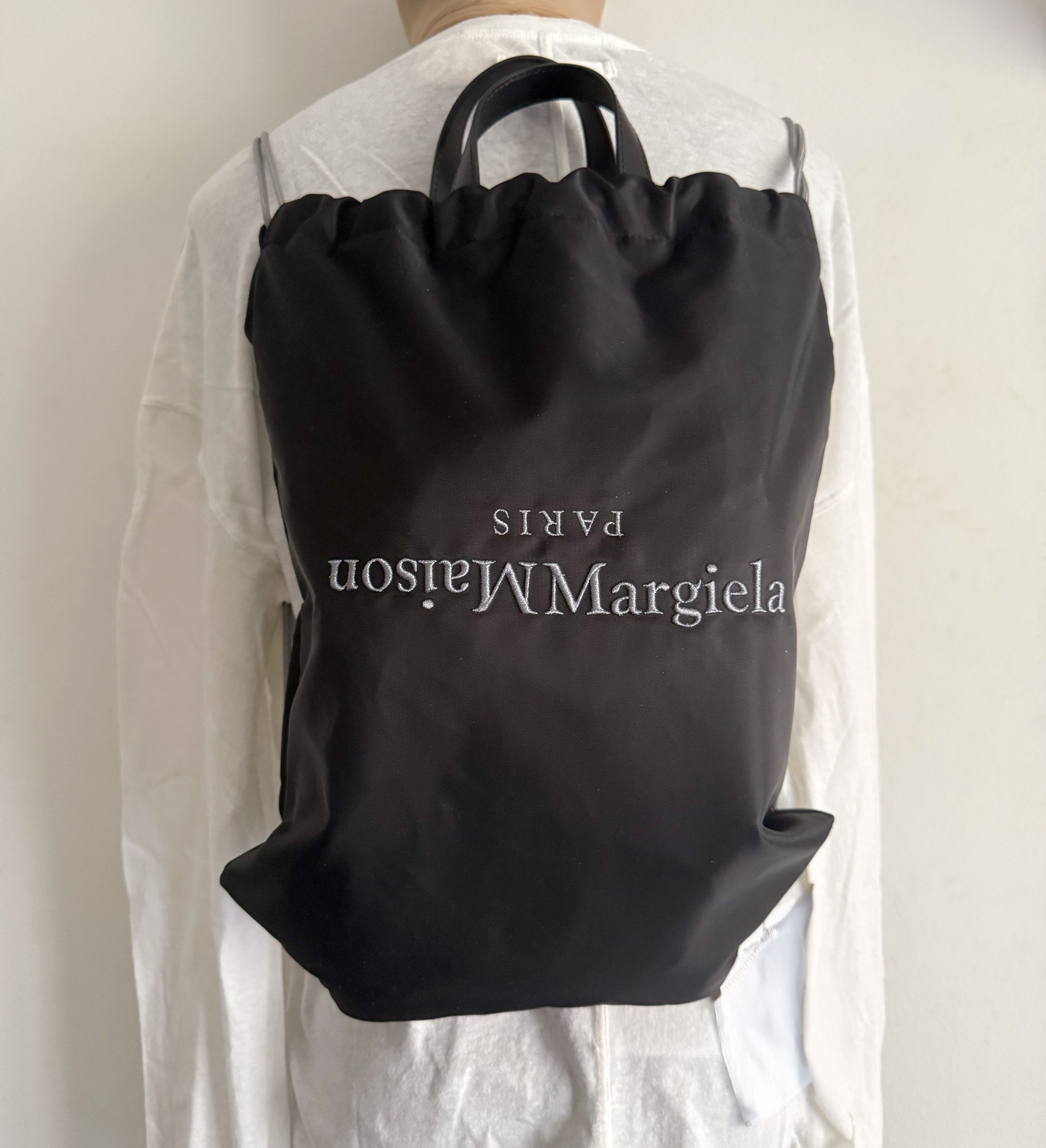 Maison Margiela Embroidered Logo Drawstring Backpack Size ONE SIZE - 2 Thumbnail