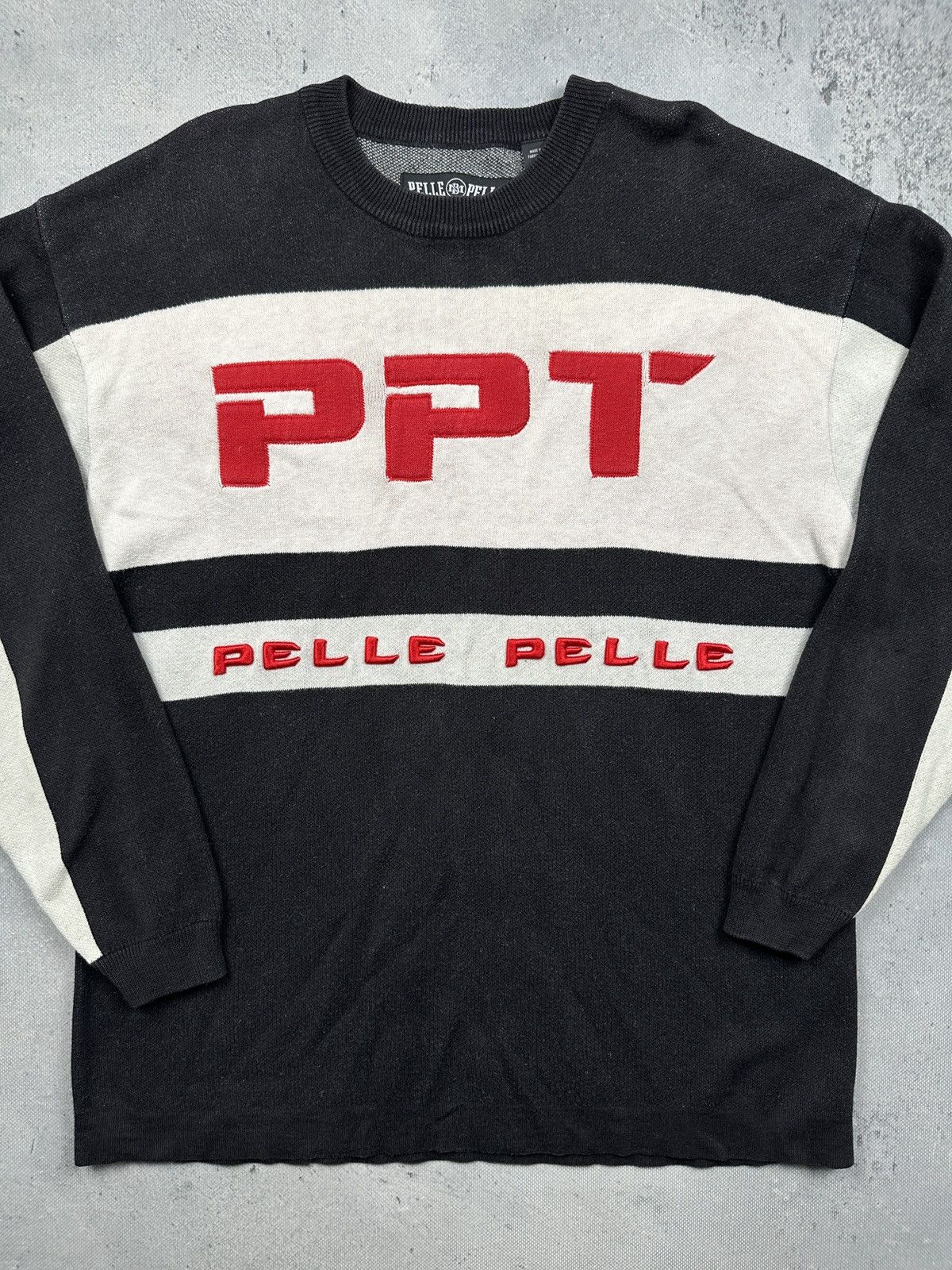 Marc Buchanan Vintage Pelle Pelle PPT Logo Knit Sweater XXL Y2K Streetwear Size US XXL / EU 58 / 5 - 6 Thumbnail