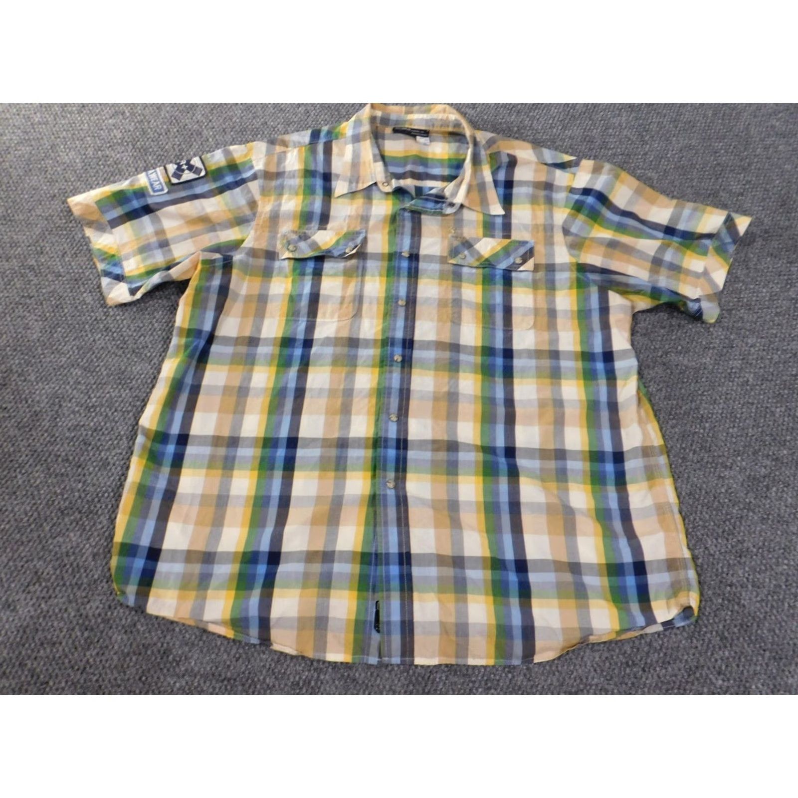 Rocawear Rocawear Shirt 3XL Mens Yellow Plaid Embroidered Button-Up Short Sleeve Retro Vintage Shirt Size US XXL / EU 58 / 5 - 3 Thumbnail