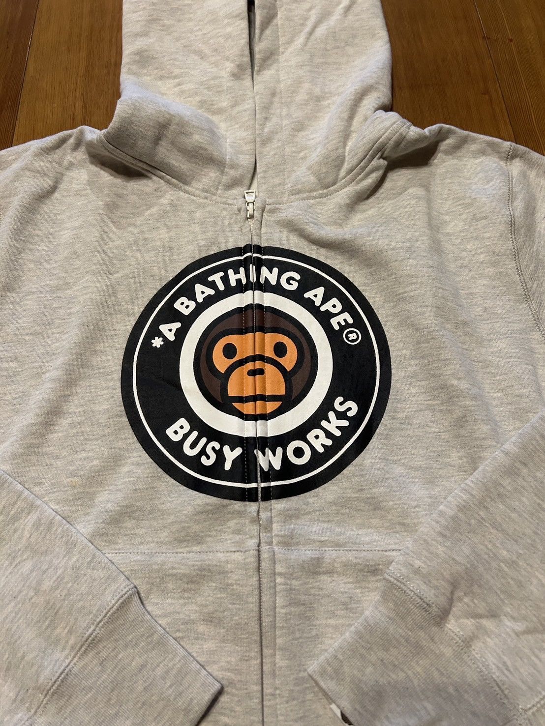 Bape Bape Gray Ivory Baby Milo College Zip Hoodie Size US L / EU 52-54 / 3 - 3 Thumbnail