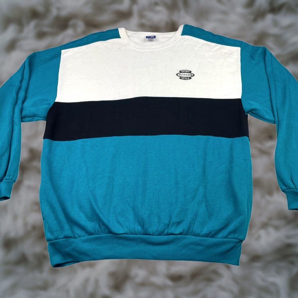 Dunlop VINTAGE Dunlop Men's Pullover Sweatshirt Crewneck XL Teal/White/Black 90s USA Size US XL / EU 56 / 4 - 1 Thumbnail