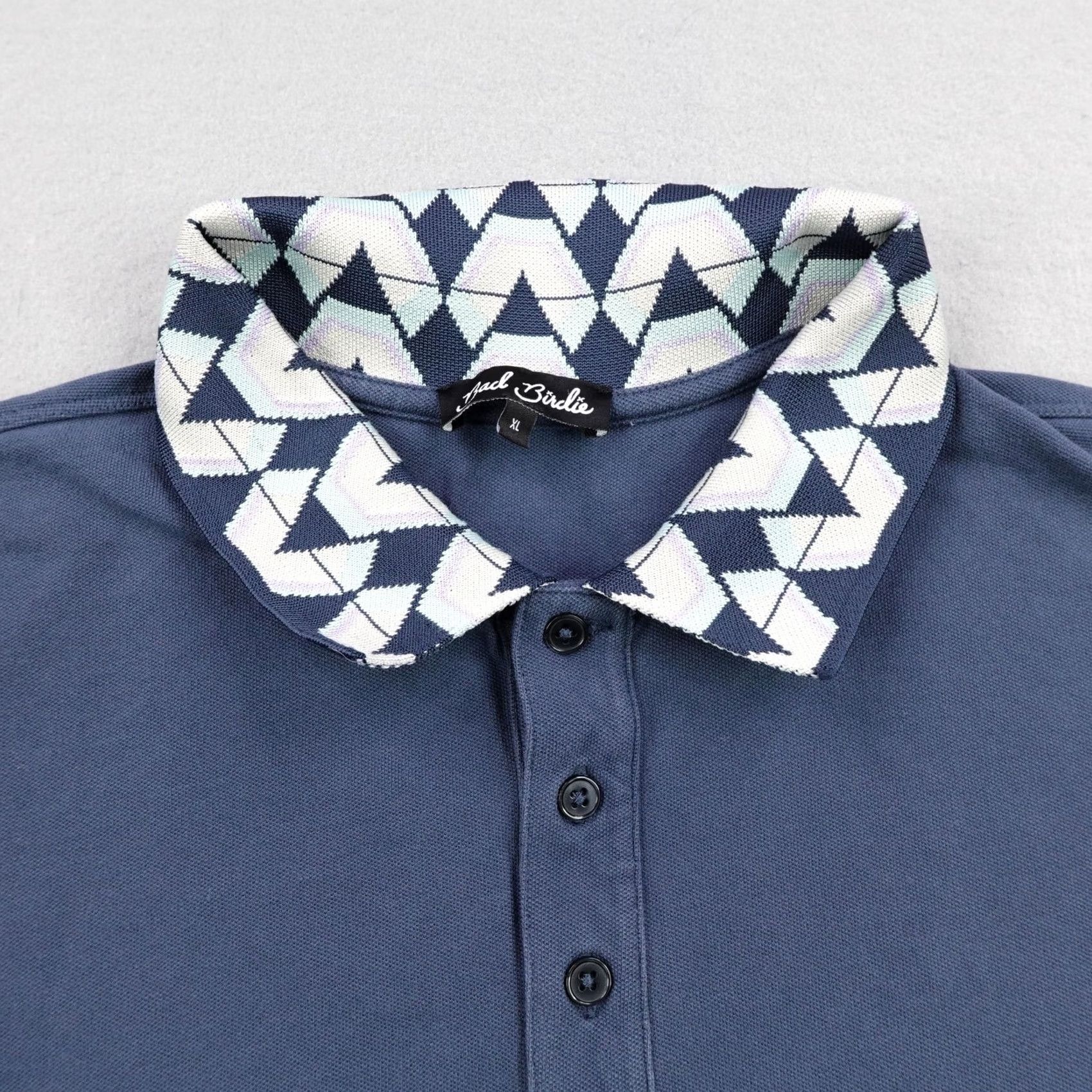 Vintage Bad Birdie Polo Shirt Mens XL Blue Pique Cotton Contrast Collar Golf Performance Size US XL / EU 56 / 4 - 2 Thumbnail