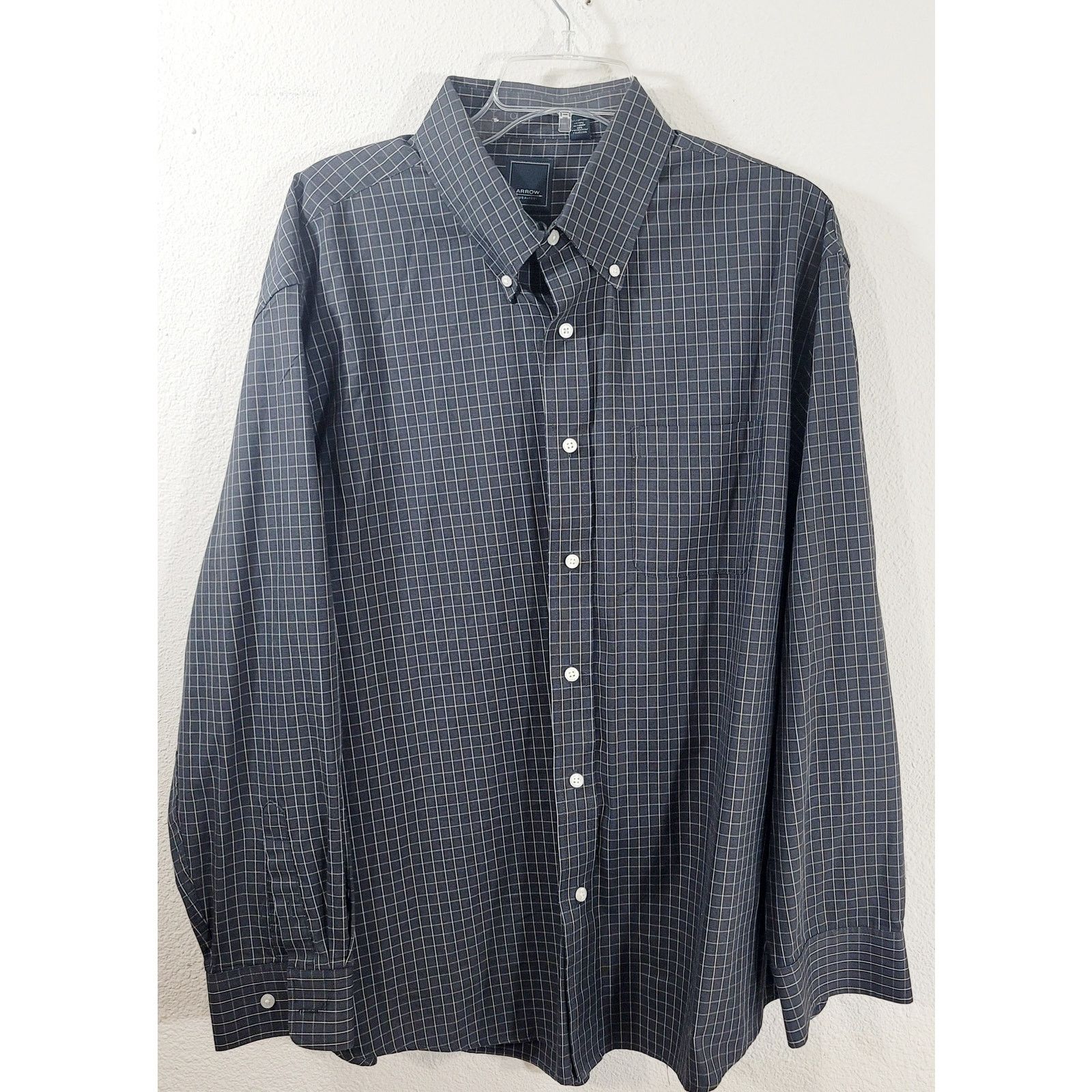 Arrow Arrow Gray Check Button Down Collar Button Shirt XL 17 17.5 Size US XL / EU 56 / 4 - 7 Thumbnail