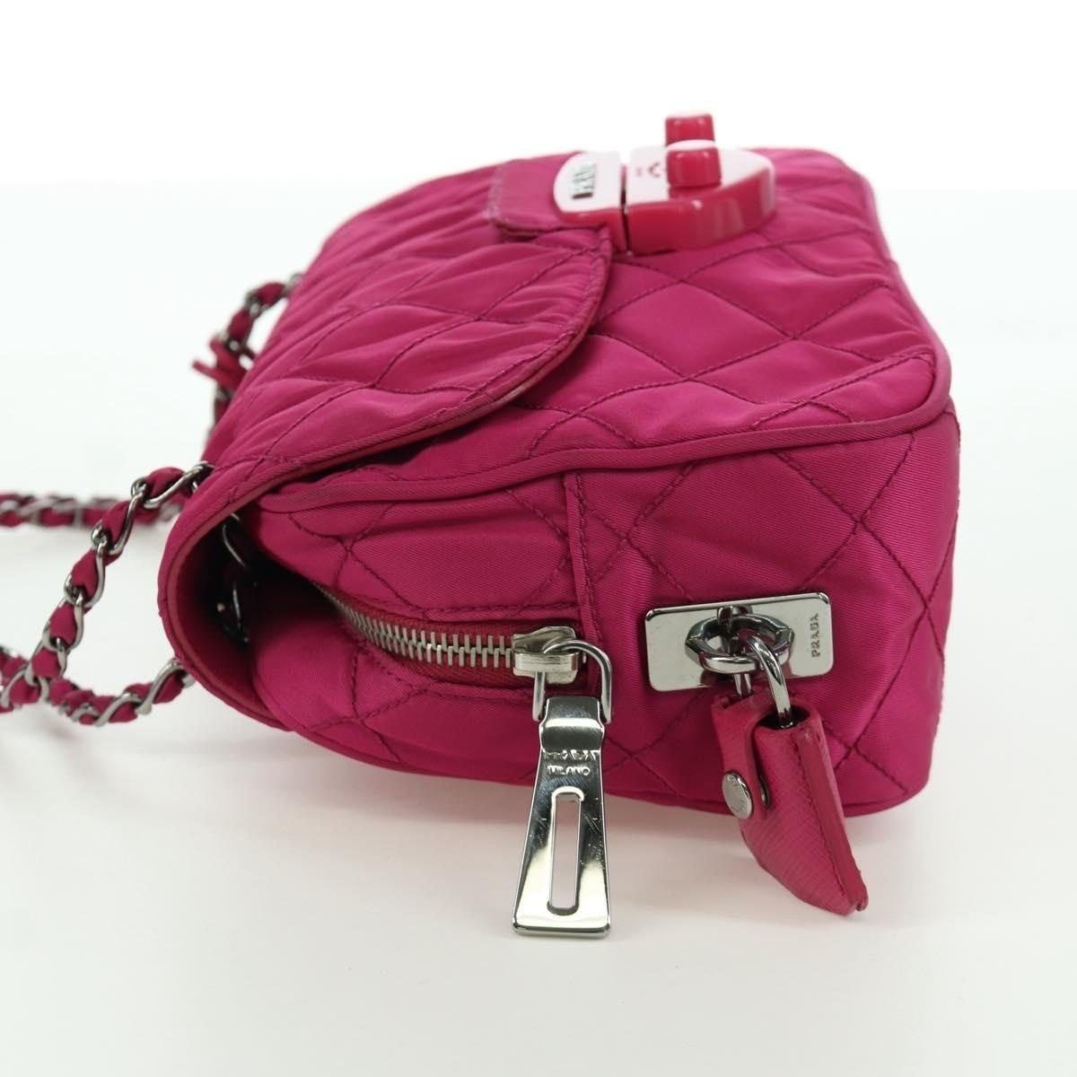 Prada Prada Nylon Chain Shoulder Bag Pink Size ONE SIZE - 5 Thumbnail