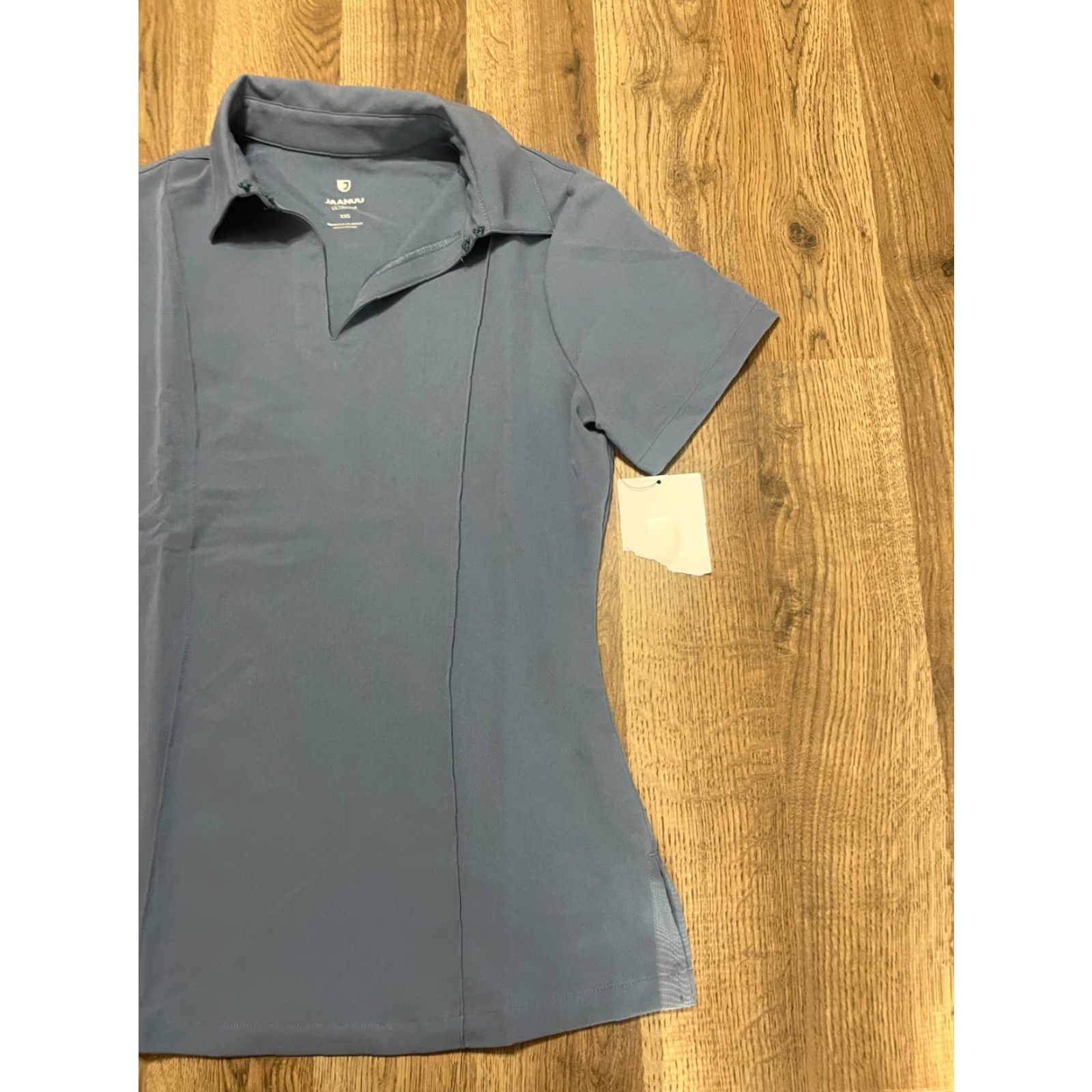 Vintage Jaanuu Shirt Womens XXS Blue Collared V-Neck NWT Polo casual Modern Basic 2XS Short Sleeve Pull-over Solid NWT Size XXS / US 00 / IT 34 - 4 Thumbnail