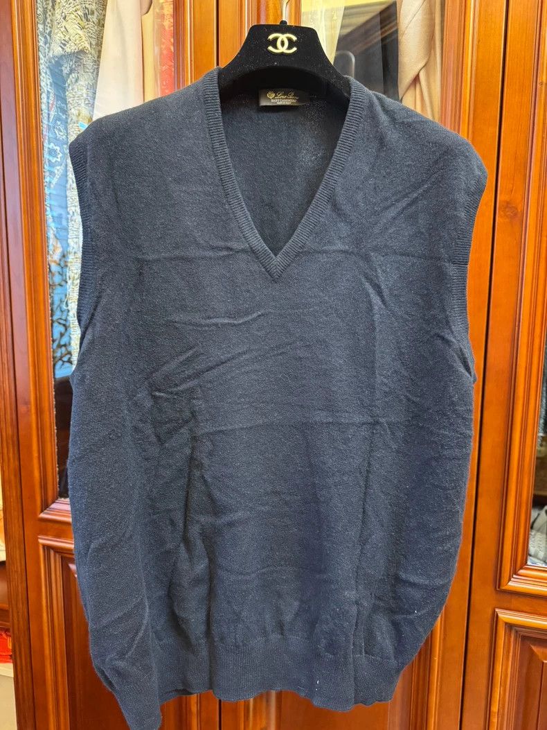 Loro Piana Loro Piana Black Cashmere V-Neck Vest Size US XL / EU 56 / 4 - 1 Thumbnail