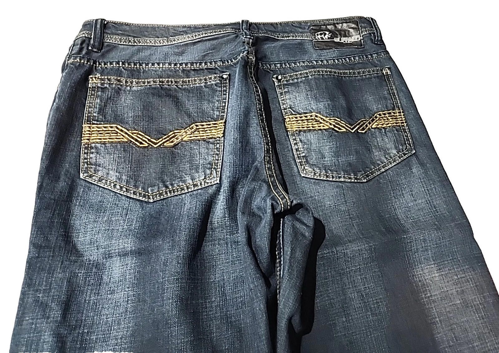 Other Buffalo Mens Blue Jeans Relaxed Fit Straight Leg 34Wx31L Size US 34 / EU 50 - 2 Thumbnail