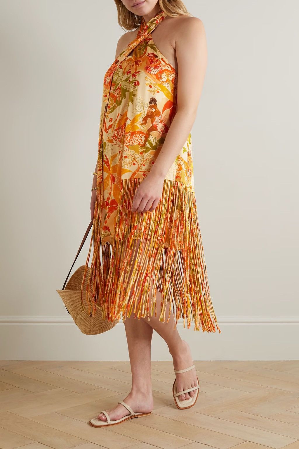 Farm Rio FARM RIO Leopard Forest Sand printed crepe halterneck Dress Size M / US 6-8 / IT 42-44 - 2 Thumbnail