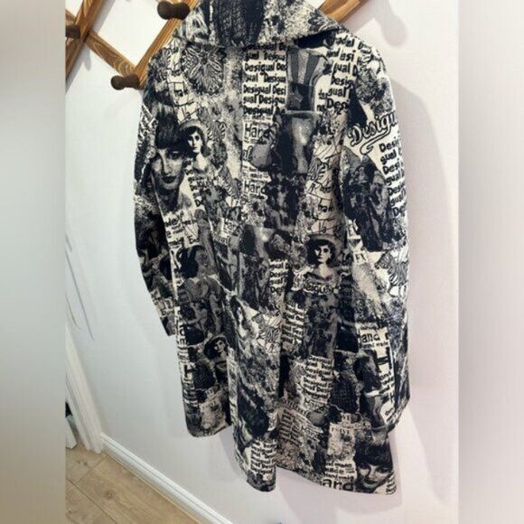 Desigual RARE - VINTAGE Desigual Black and White Graphic Women's Coat Size S / US 4 / IT 40 - 4 Thumbnail