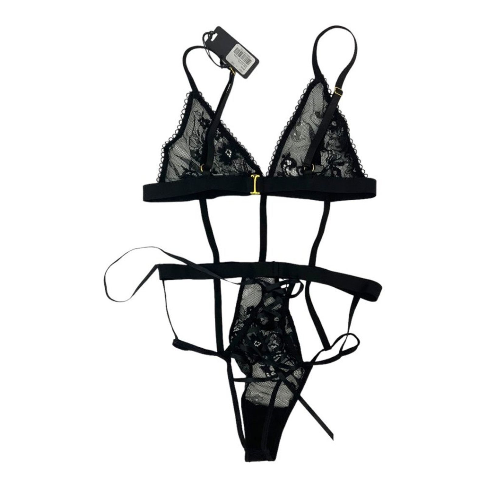 Other Mapale Black Lace Strappy Teddy Small Medium NWT $49 MSRP Size ONE SIZE - 4 Thumbnail