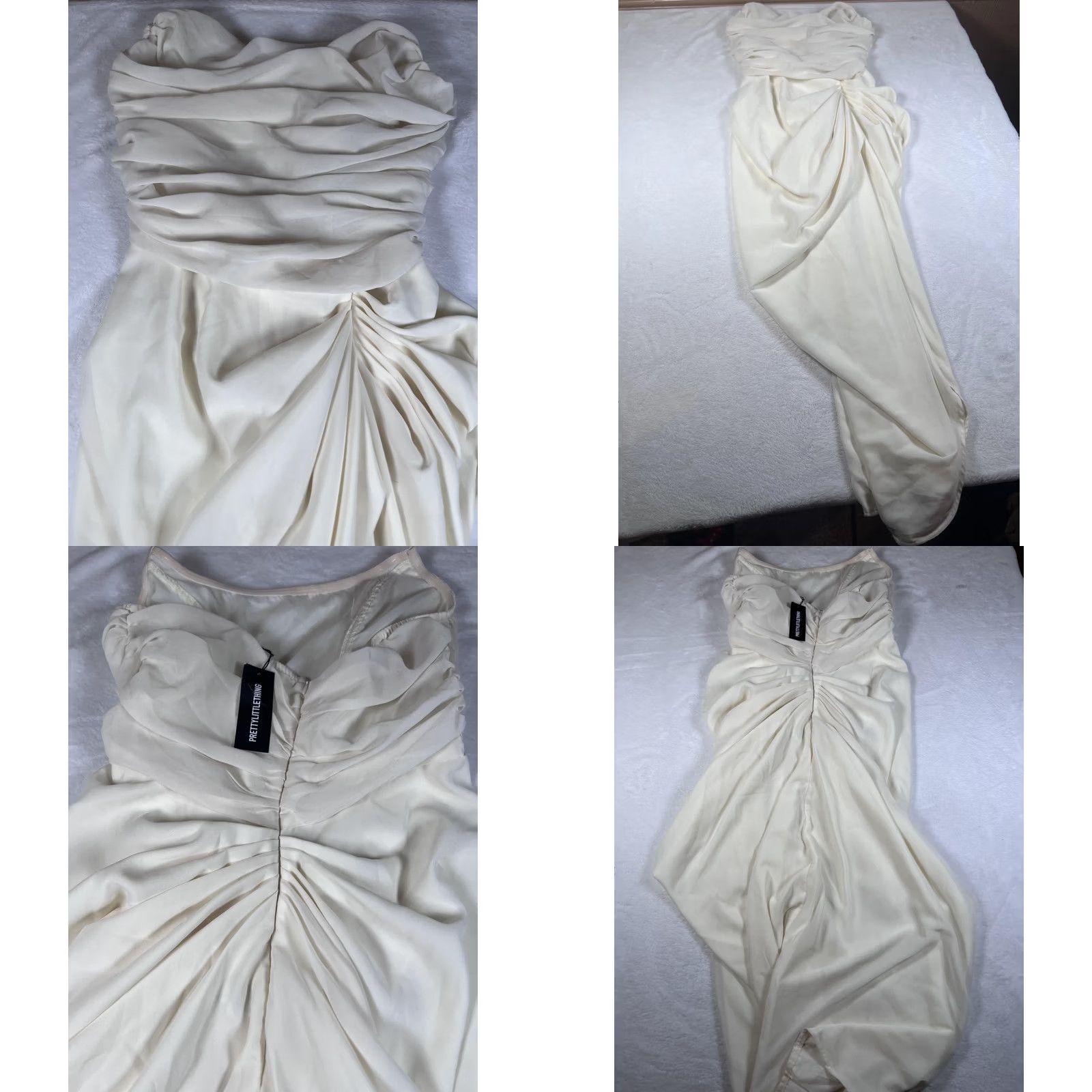 PrettyLittleThing PRETTYLITTLETHING Dress Womens 8 White Chiffon Corset Bandeau Draped Midi Party Dress Size M / US 6-8 / IT 42-44 - 8 Thumbnail
