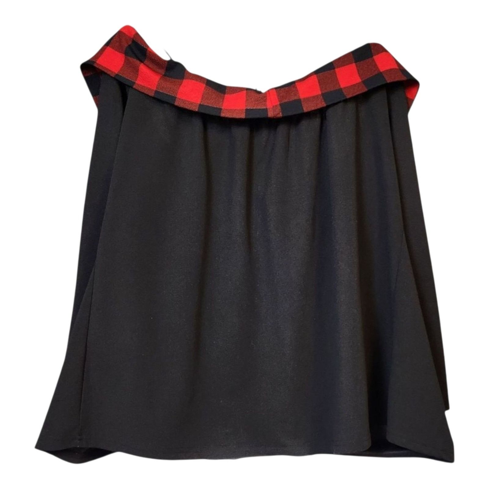 Other Rosegal Plus Size 2X Black Blouse with Red Plaid Detail Size XXL / US 16-18 / IT 52-54 - 4 Thumbnail
