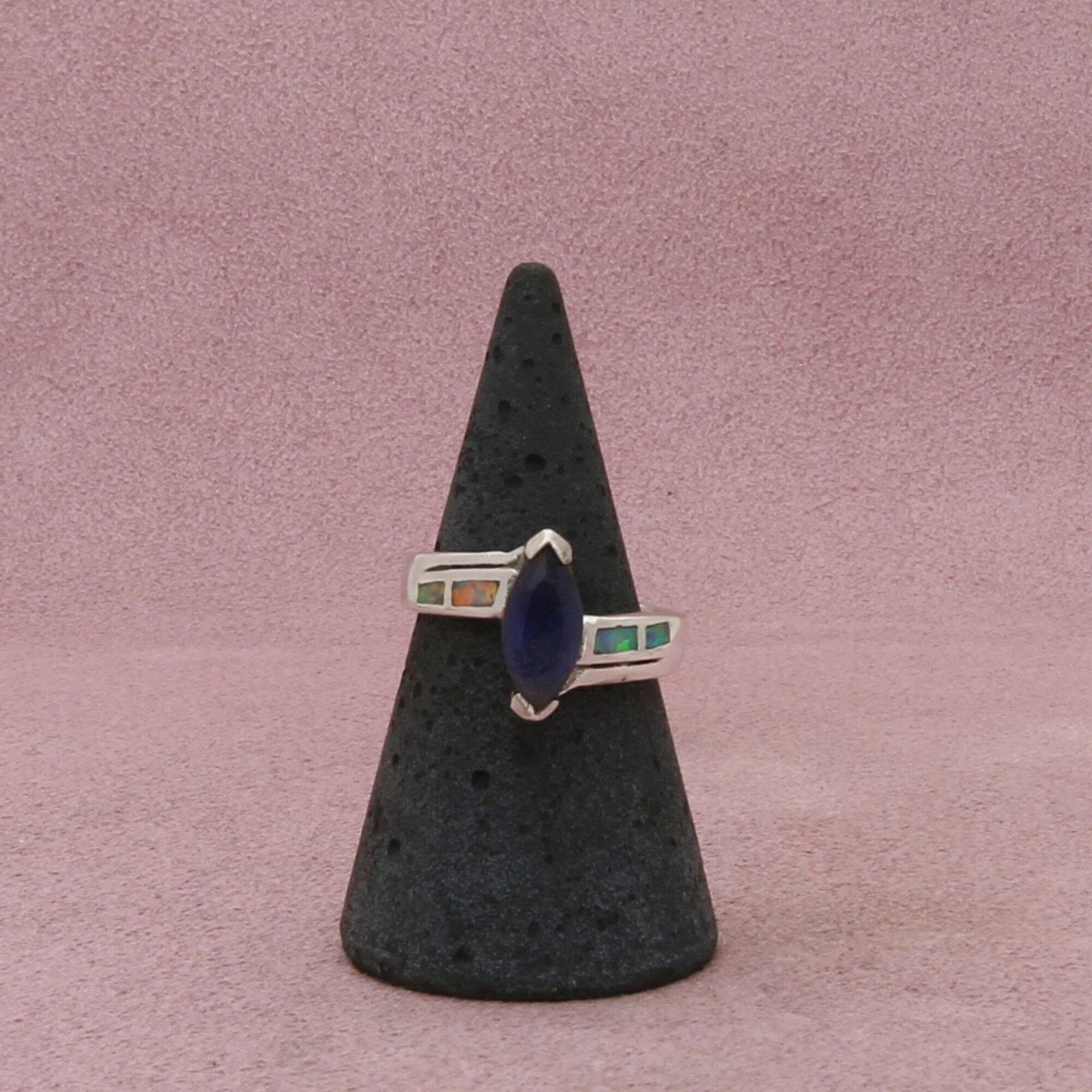 Sterling Silver sterling silver opal & marquise-cut cz ring size 6.5 Size ONE SIZE - 1 Thumbnail