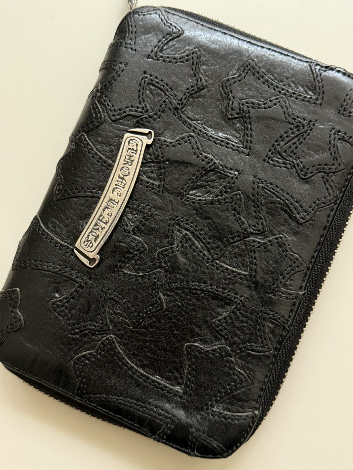 Chrome Hearts Chrome Hearts Cemetery Black Leather Cross Patch Zip Wallet Size ONE SIZE - 5 Thumbnail