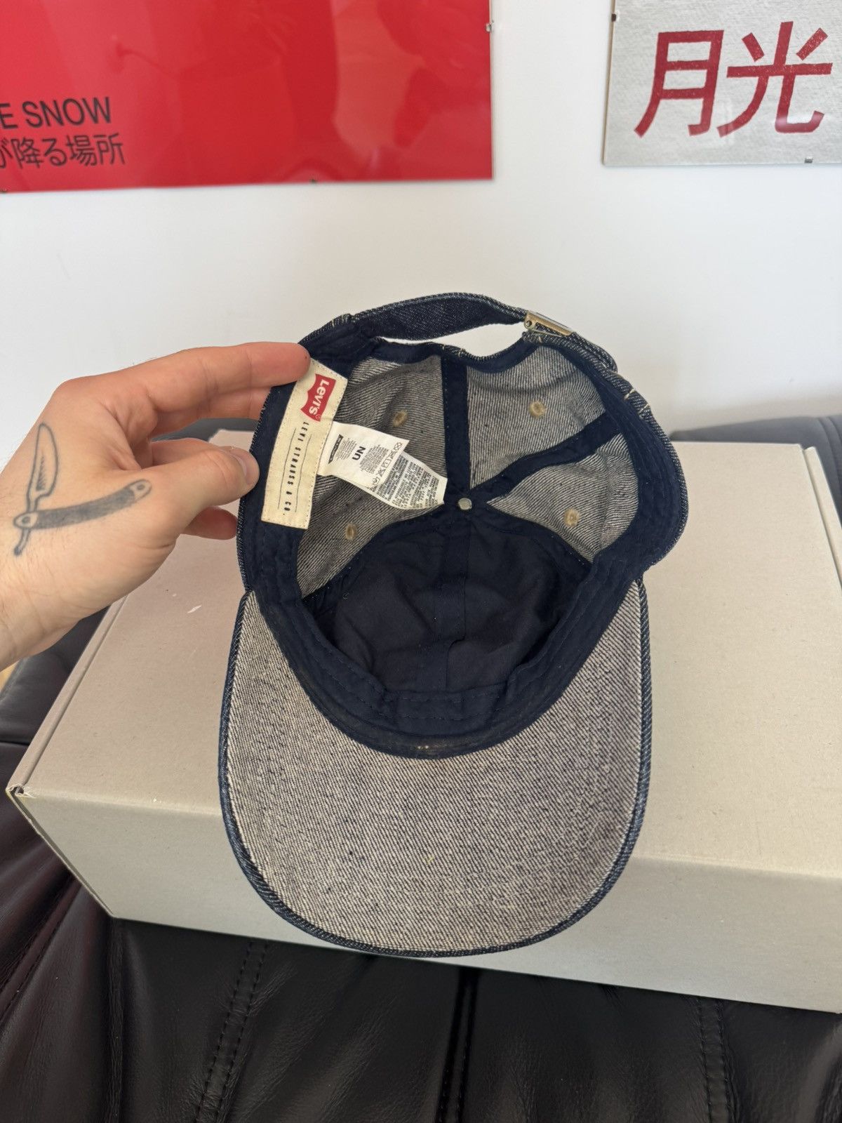 Levi's Levis Denim Dad Hat Cap Jeans Casual Snapback Navy Blue Size ONE SIZE - 4 Thumbnail