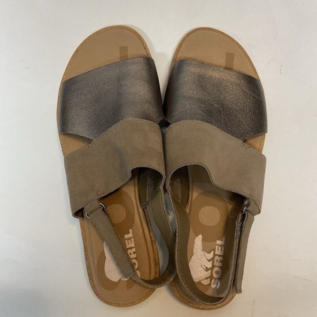 SOREL Sorel Ella II Ash Brown/Chalk Slingback Flat Sandal Women9.5 Size US 9.5 / IT 39.5 - 6 Thumbnail