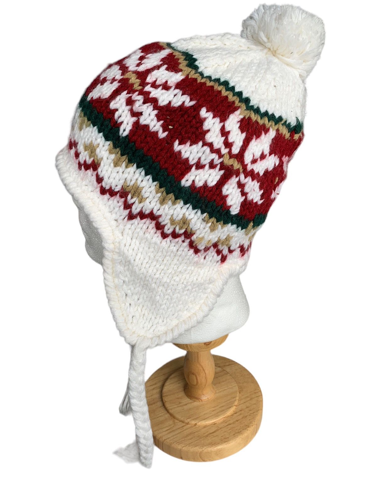 Japanese Brand Earflap Multicolour Crochet Knit Beanie Hats Size ONE SIZE - 6 Thumbnail