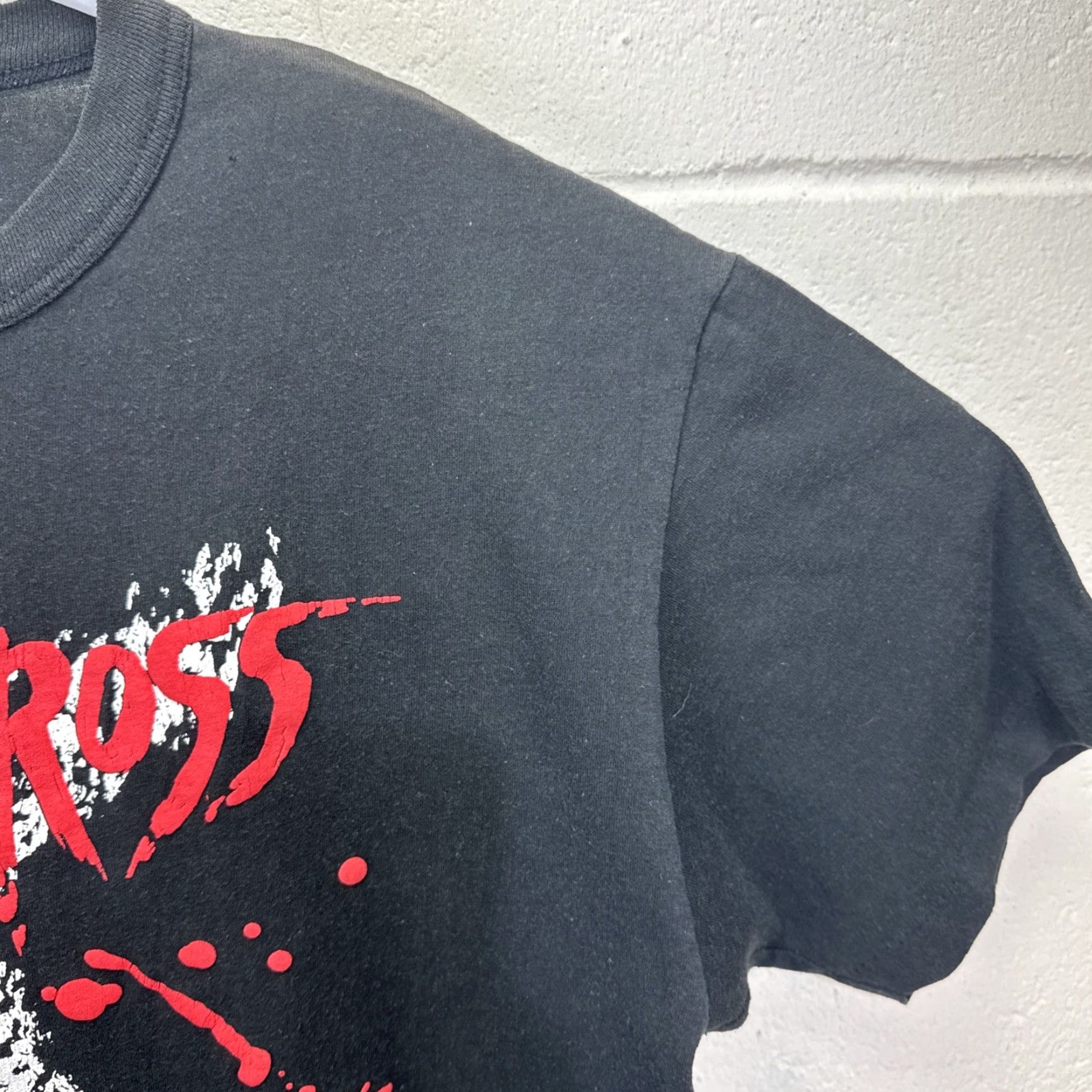 TEE JAYS VINTAGE White Cross T-Shirt Large Black 80s Christian Metal Graphic Print Unisex Adults Size US L / EU 52-54 / 3 - 6 Thumbnail