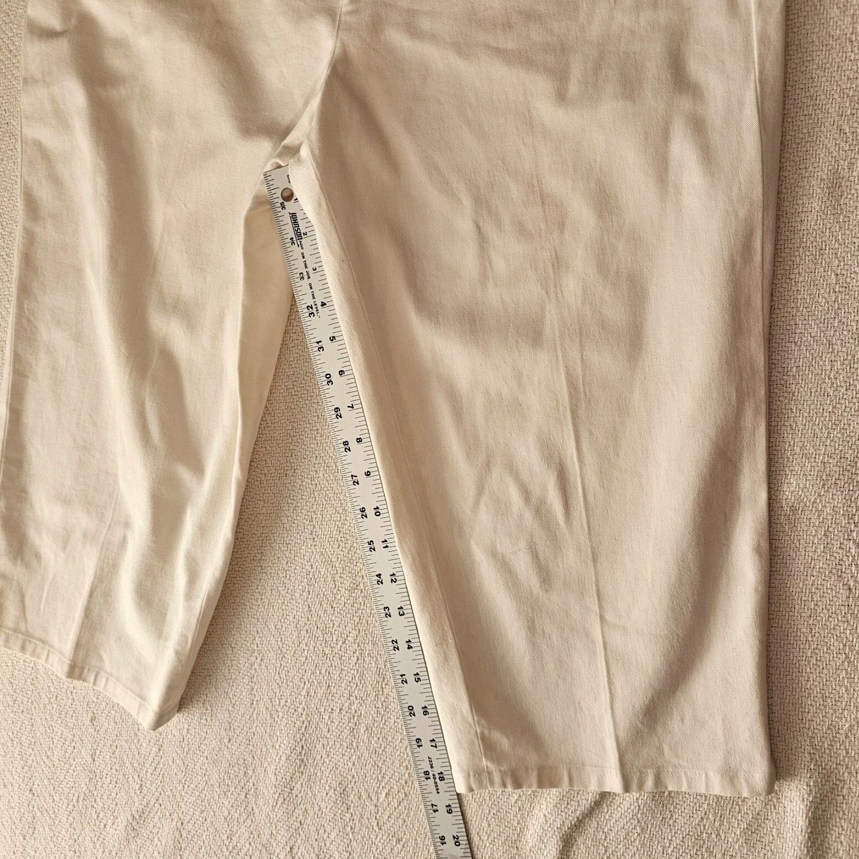 Talbots Talbots Women Capri Crop Linen Blend Pants 14P Petites Ivory Cream Straight Leg 18.5in Inseam | Linen Pants | Casual Travel Size 36" / US 14 / IT 50 - 5 Thumbnail