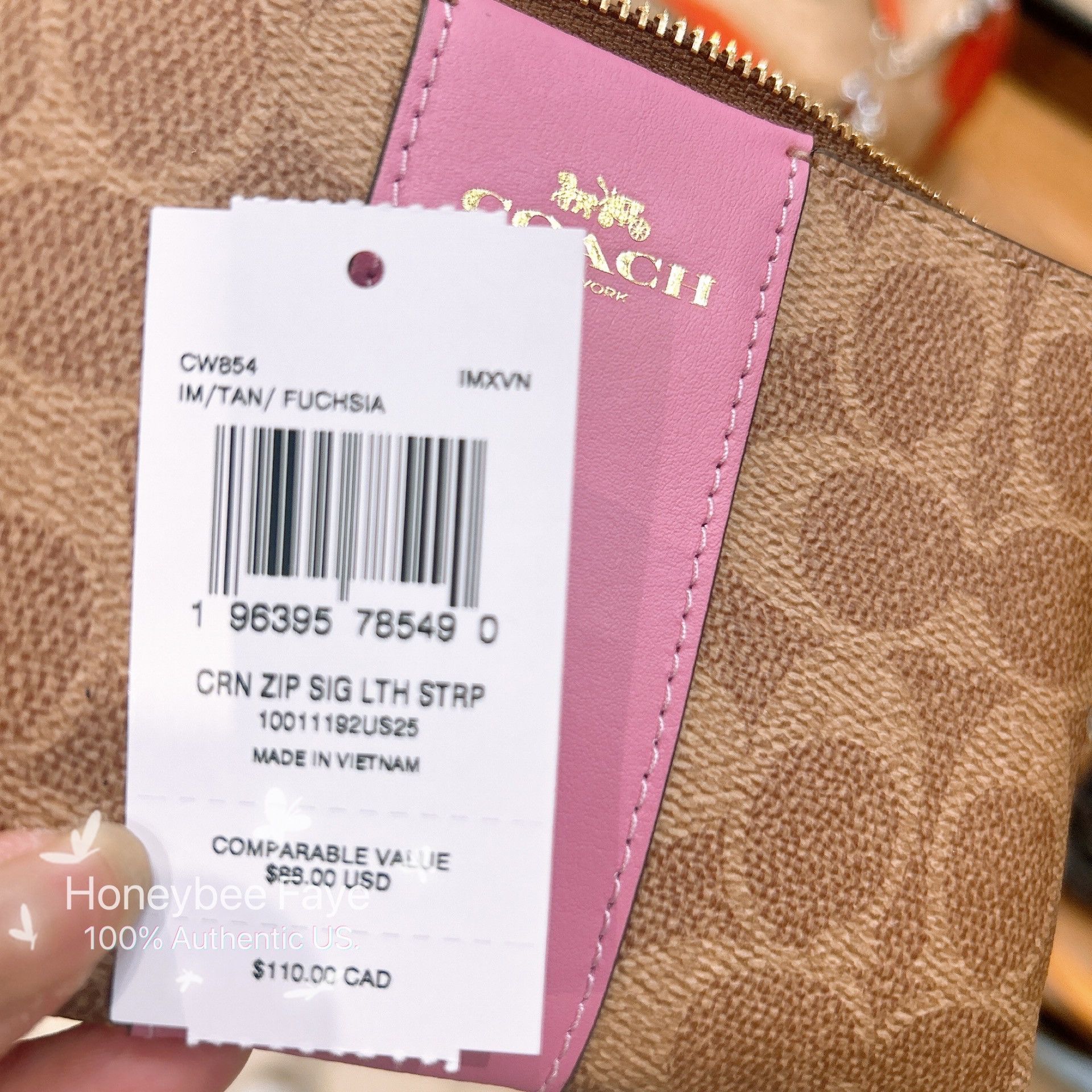 Coach Corner Zip Wristlet In Signature Canvas With Stripe CW854 Size ONE SIZE - 4 Thumbnail