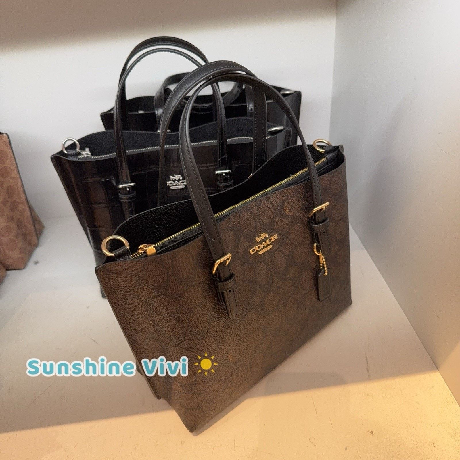 Coach NWT Coach Mollie Tote 25 Crossbody Strap cv965 WALNUT/BLACK Size ONE SIZE - 2 Thumbnail