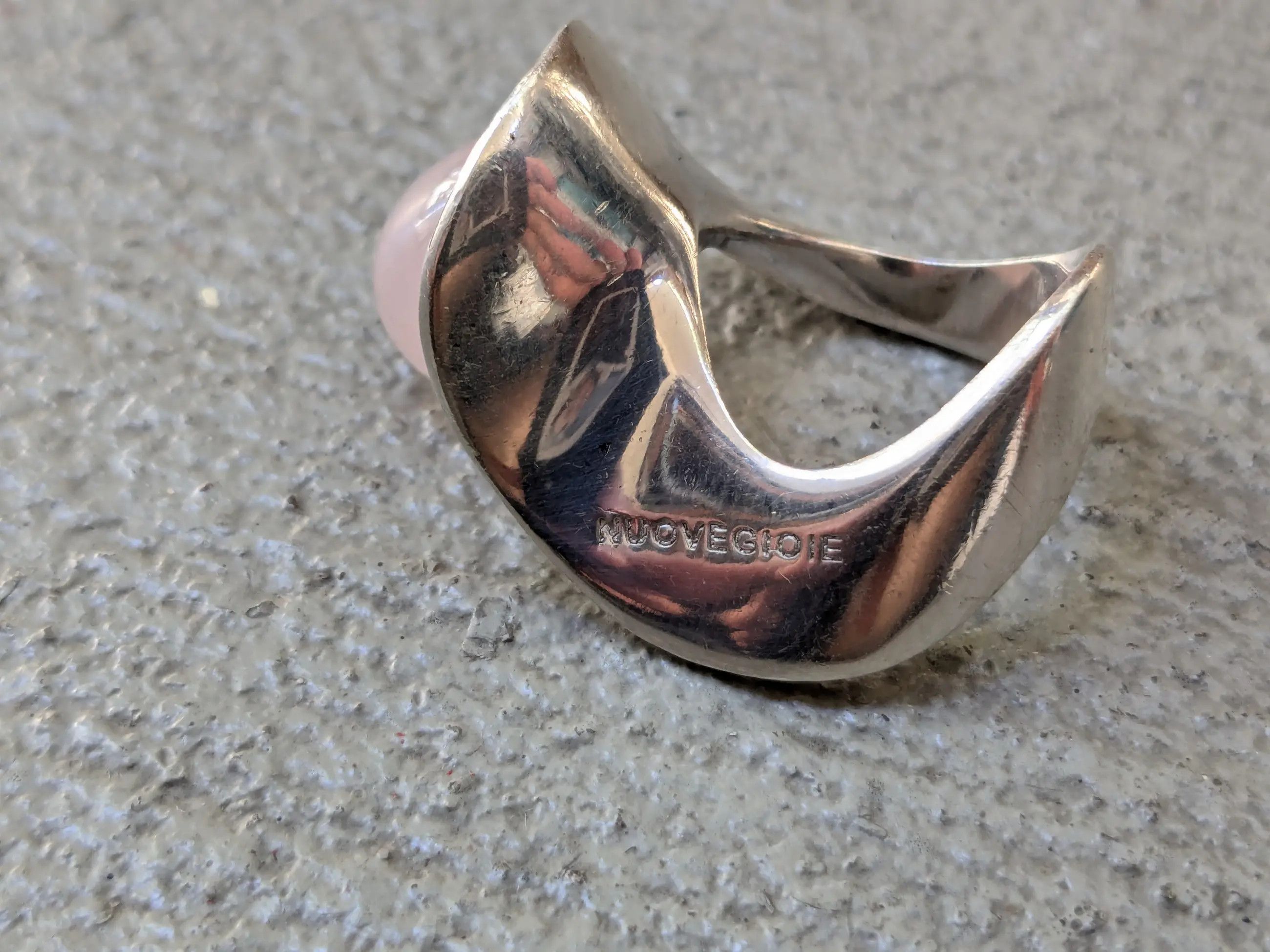 Jewelry Nuovegioie Sterling Silver Ring 6.5 Rose Quartz Abstract Size ONE SIZE - 10 Thumbnail