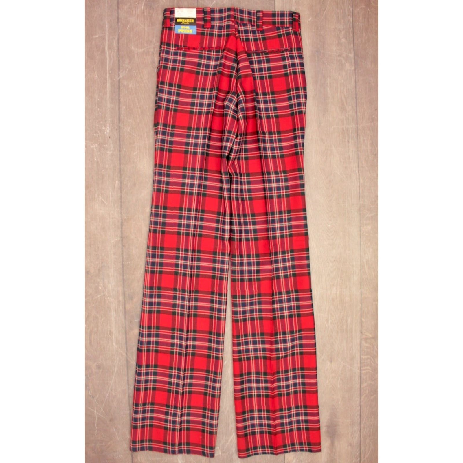Vintage VINTAGE Buccaneer Slacks Mens 70s NOS Red Green Plaid Wool Pants 34 Unhemmed 53" 42" Inseam Golf Trousers Straight Leg Mens Size US 34 / EU 50 - 3 Thumbnail