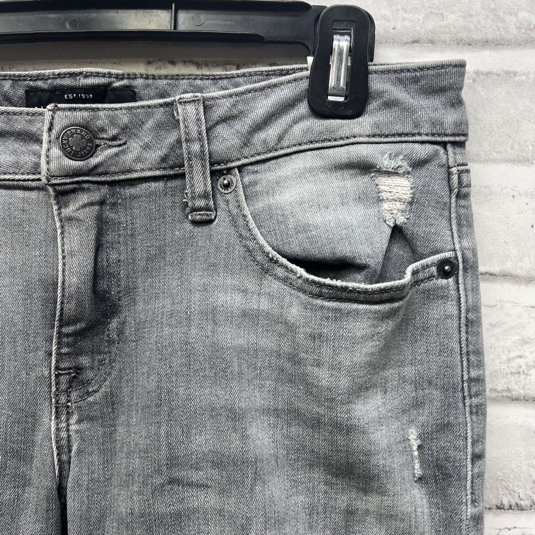 Lucky Brand Lucky Brand Gray Distressed Bootcut Jeans Womens Size 6/28 Size 28" / US 6 / IT 42 - 2 Thumbnail