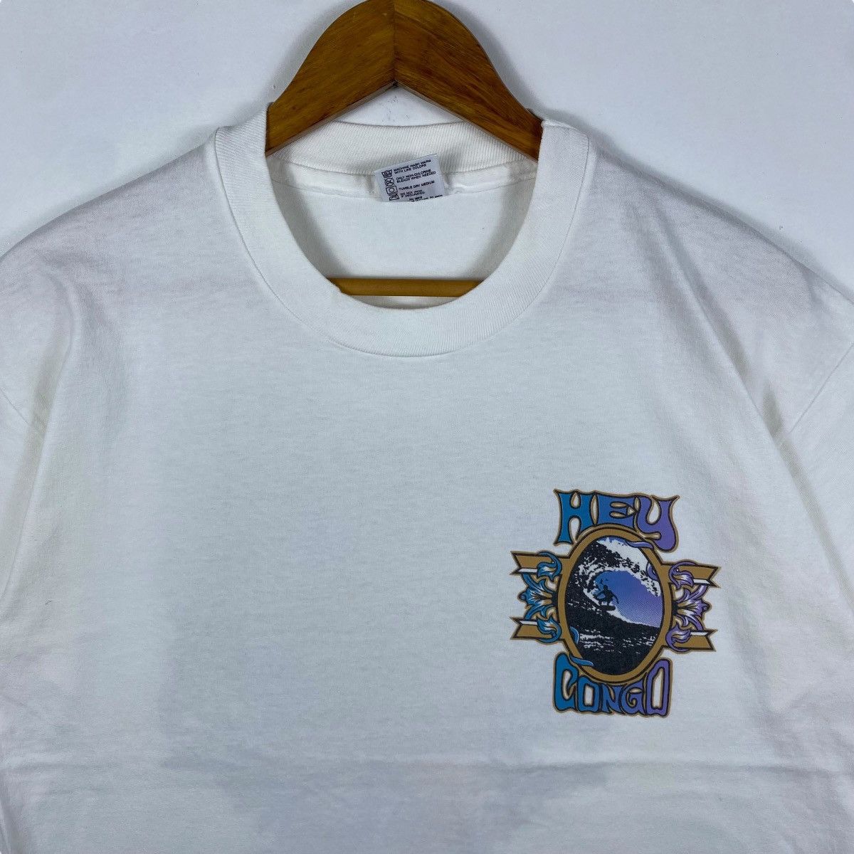 Vintage Vintage 90's HEY CONGO Surf Graphic Surfing Tee Shirt Large Size US L / EU 52-54 / 3 - 5 Thumbnail