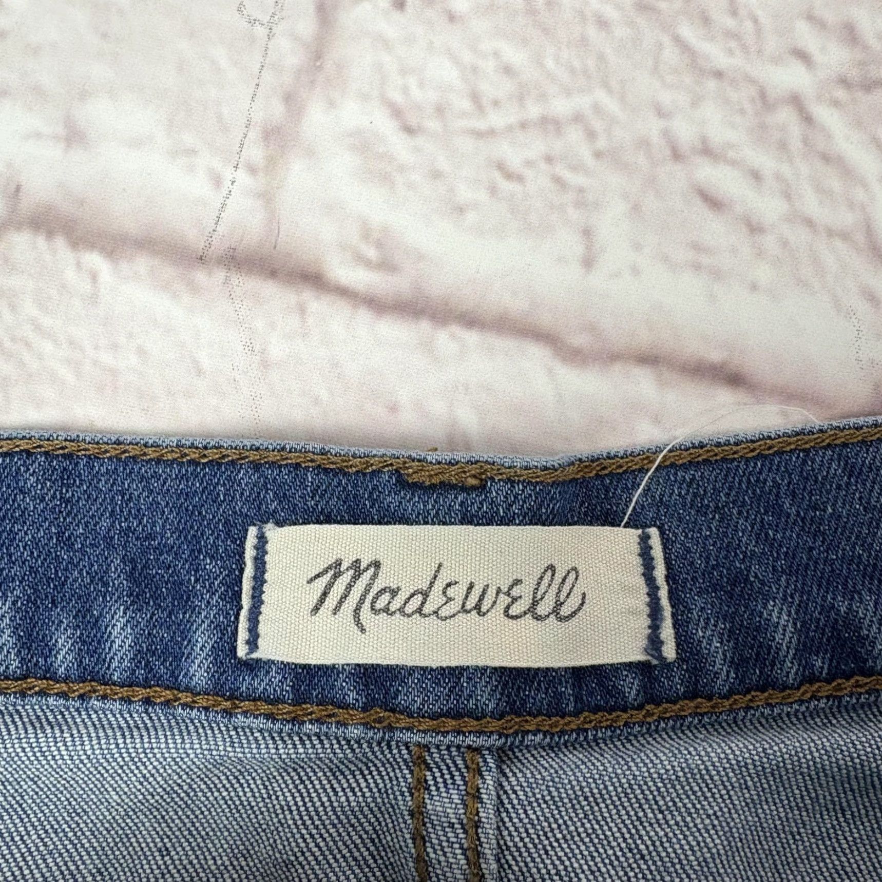 Madewell Madewell Jeans Womens 25 Blue Medium Wash Distressed 26x26 Denim Straight Crop 5-Pocket Zip Mid Rise Size 42" / US 20 - 5 Thumbnail