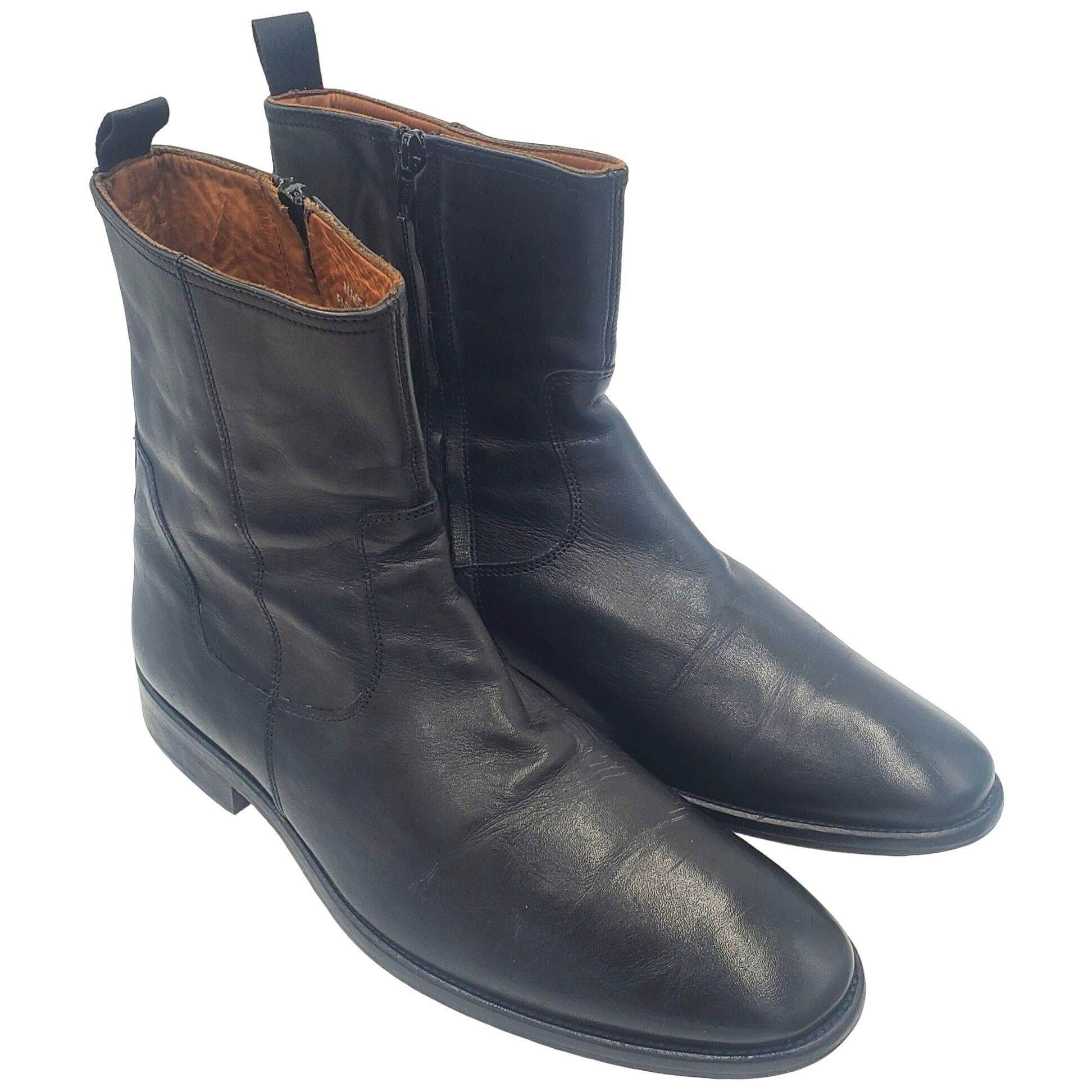 image of Vintage Italy Diesel Boots Men's 8 Black Leather Zipper Chuk