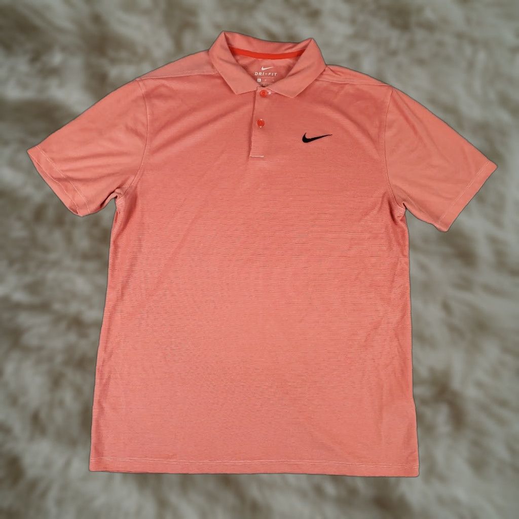 Nike Nike Golf Polo Shirt Mens M Orange Swoosh Dri-Fit Short Sleeve Classic Striped Polo Mens Medium Orange Nike Dri-Fit Golf Shirt Size US M / EU 48-50 / 2 - 1 Thumbnail